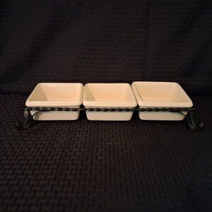 Southern Living at Home Galveston Server Tray Iron Caddy With 3 Removable Dishes